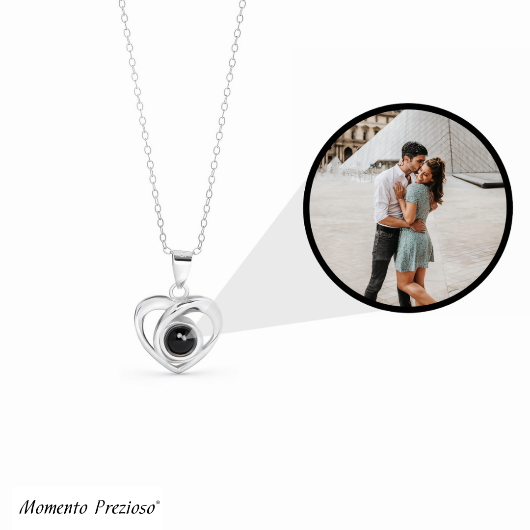 Collane Proiettate Foto Collana Con Foto Proiettata - Ciondolo Personalizzato Con Proiezione Foto, Argento 925, Regalo Romantico Collana Argento Sterling